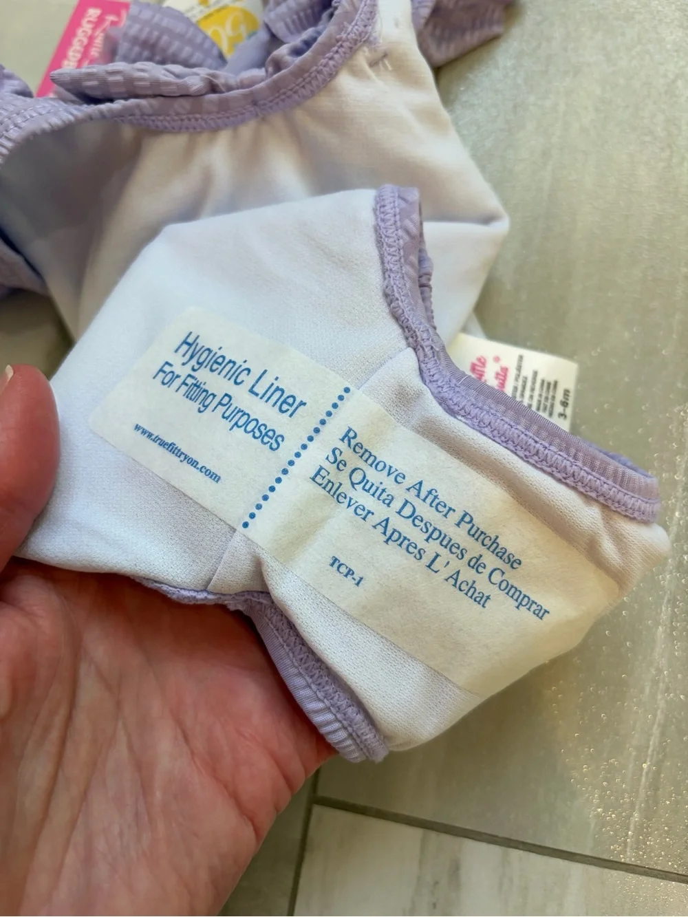 NWT RuffleButts Lavender Purple Textured Seersucker One-Piece Swimsuit Girl 3-6M